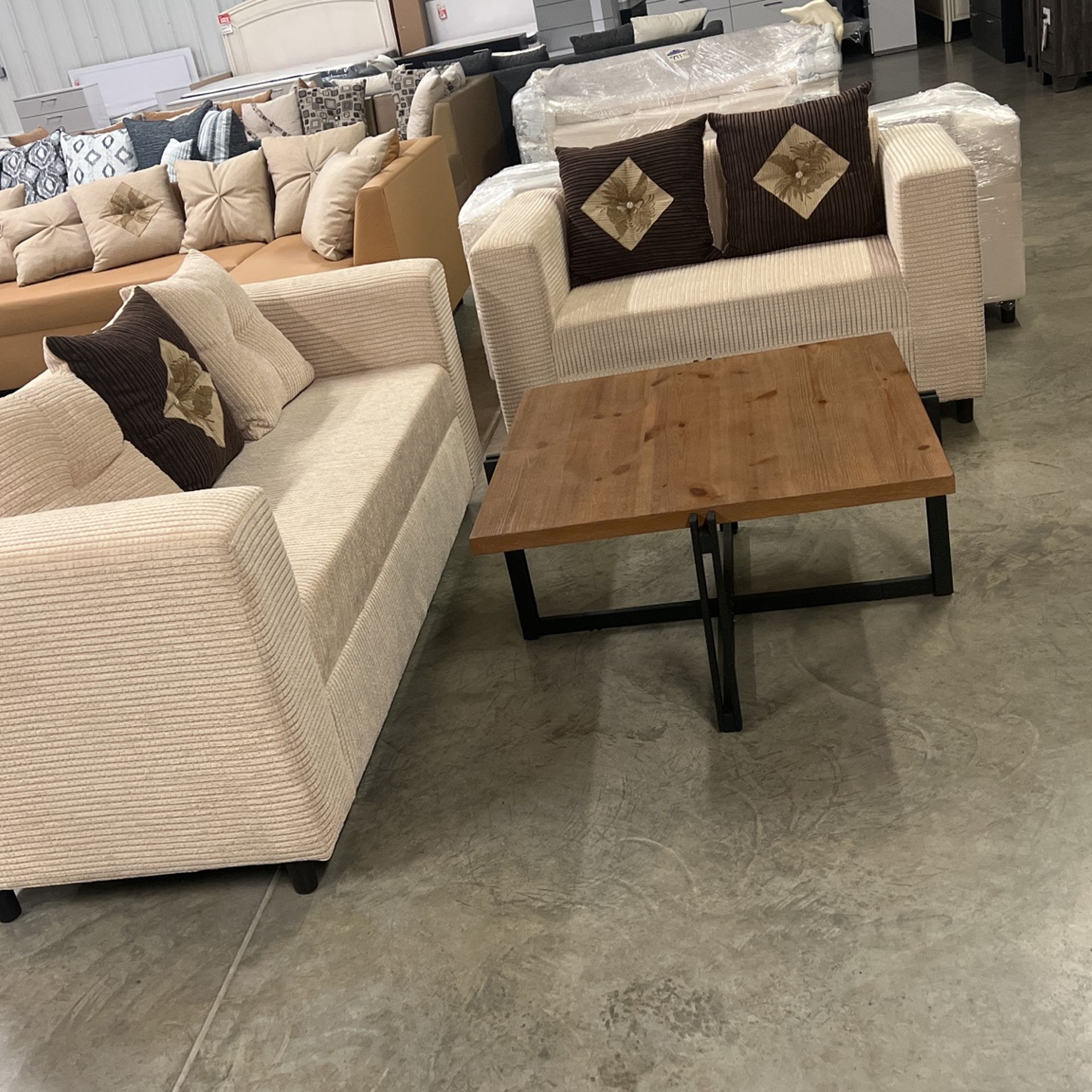 Sofa loveseat and cocktail table and end table $1088 cocktail table 2 end tables sofa and loveseat all five pieces