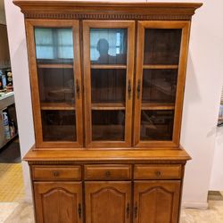 Vintage Basset China Cabinet Solid Cherry Wood