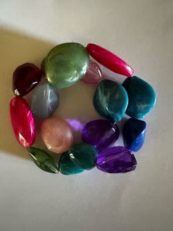 2 Large stone stretchable bracelets