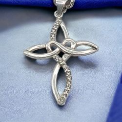 Vintage Sterling Silver Celtic Knot Cross Necklace, stamped SU 925