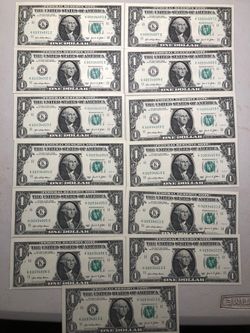 Ones with consecutive fancy numbers. 13 bills