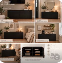 Black Modern Sideboard Storage Cabinet