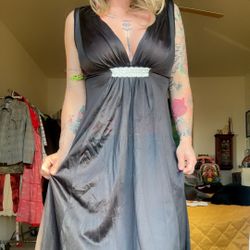 Stunning 1970’s black satin maxi nightgown
