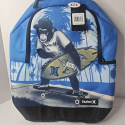 Hurley Multicolor Blue Monkey & Surfboard Graphic Backpack-NWT