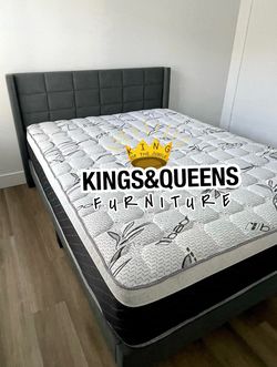 New Queen bed frame with mattress