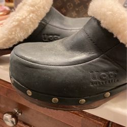 Ugg Clogs Black Leather Size 7