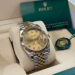 Rolex Datejust 126333 diamond index champagne dial with box & paper