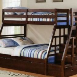 Bunk bed Twin over Full with Staircase and Storage FREE MATTRESSES!