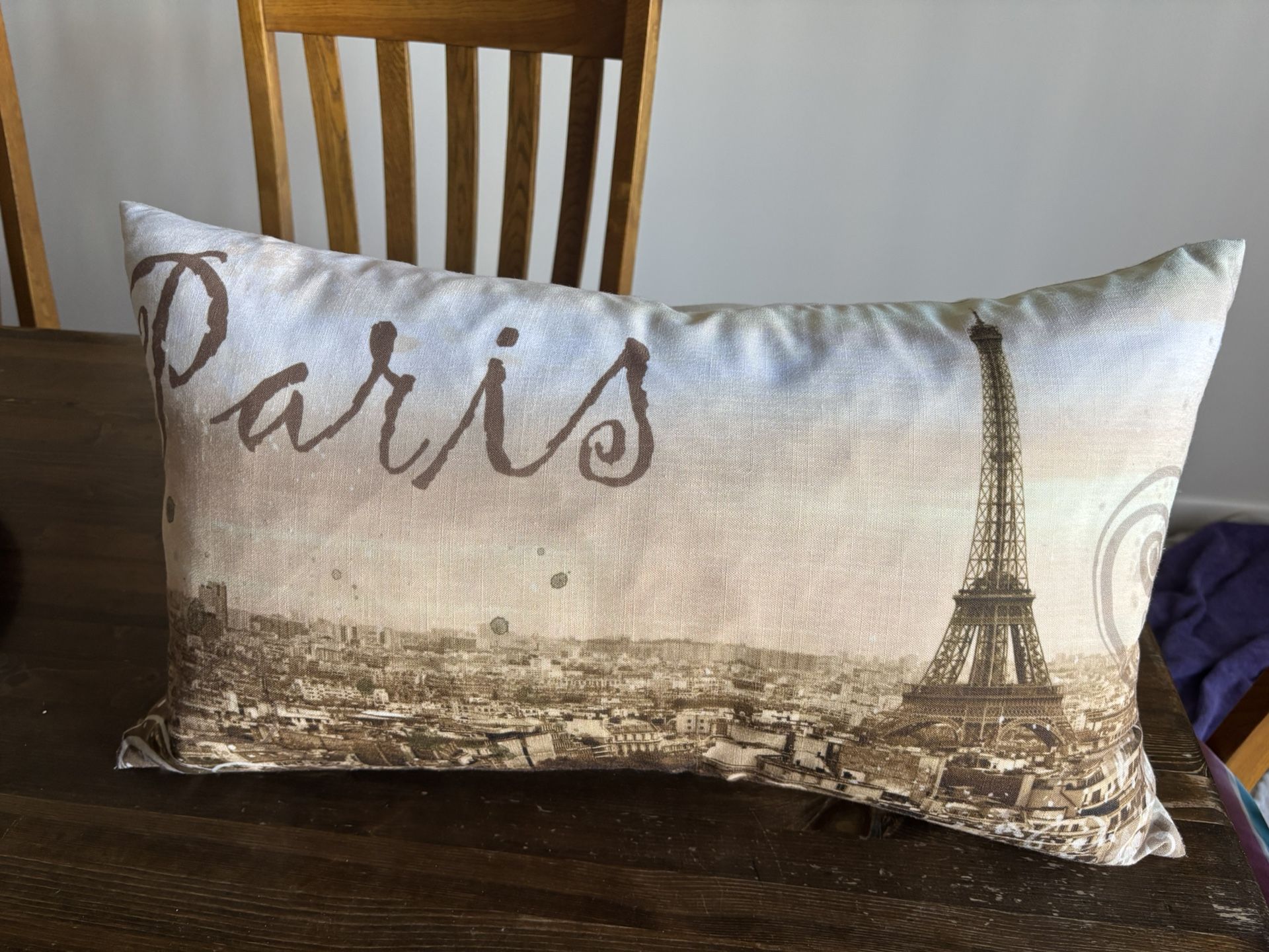 Paris-themed throw pillow 24x12 Zip Closure China