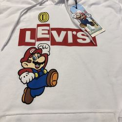 Levi’s x Super Mario Graphic Pullover Hoodie White Men's Size XS NWT