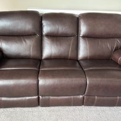 Brown Leather Recliner Sofa – 3 Seater (Set of 2)
