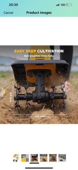 Alloyman 20V Cordless Tiller Cultivator, 360RPM Electric Garden Tiller With Battery & Charger