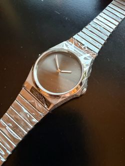 Men’s watch black face and silver band