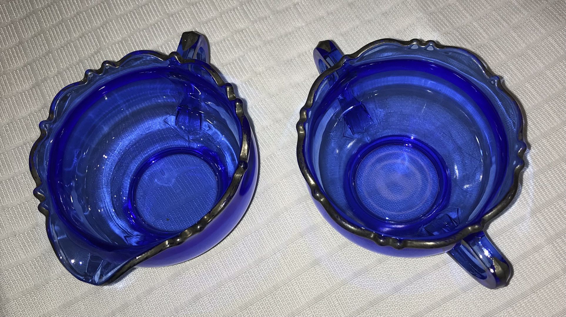 Blue Depression Glass Sugar & Creamer Set