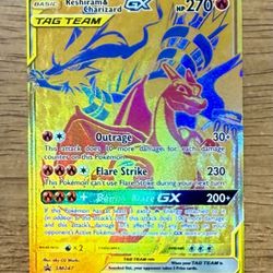 2021 Pokémon Charizard & Reshiram Tag Team GX #SM247 Gold Black Star Promo