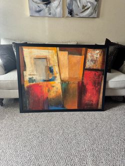 Large framed canvas painting