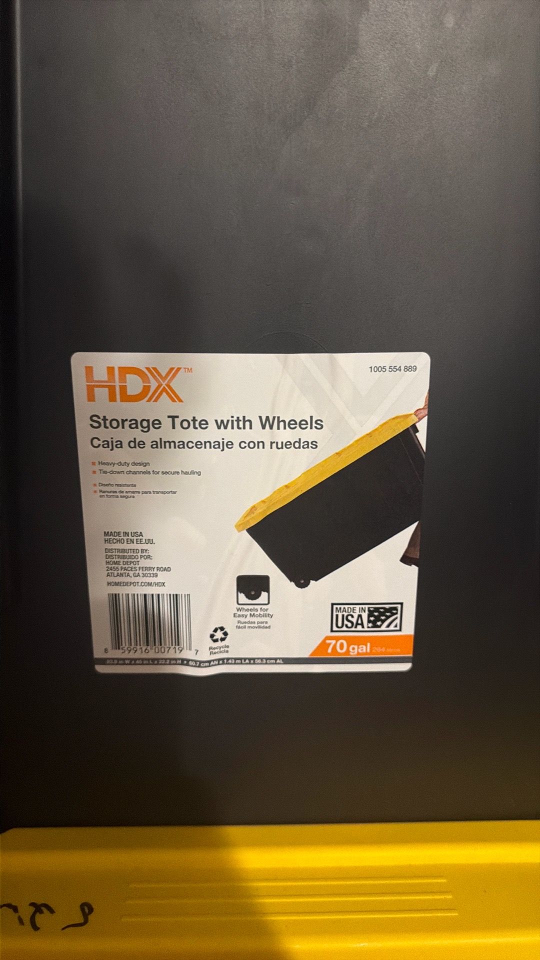 HDX 70 Gallon Storage Totes with Wheels