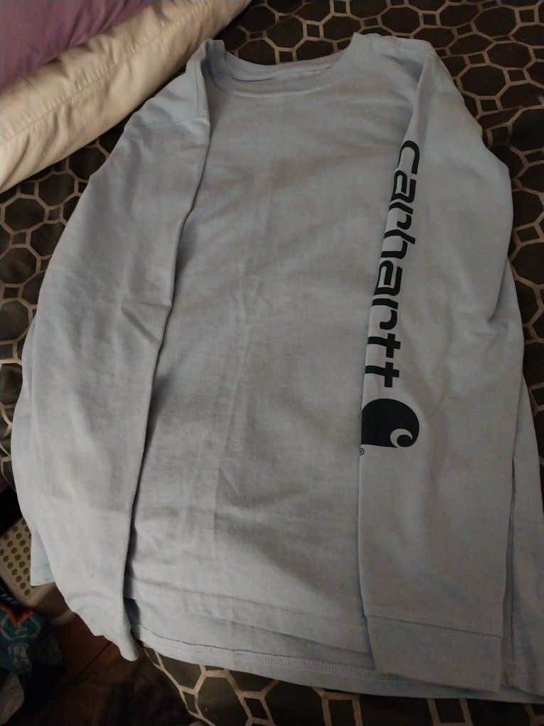 Men's Carhartt Long Sleeve Blue Shirt Loose Fit Size Medium 8/10 12 Dollars