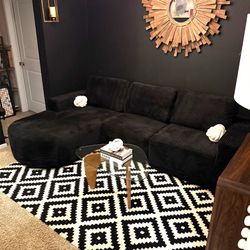 Brand new Modern Modular plush black corduroy sofa Sectional  