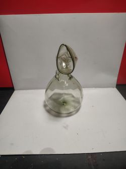 Josef Flek Czech Twisted Neck Smokey Art Glass Decanter Vase