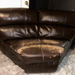 Brown leather couch