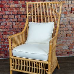 Rattan Slat Back Armchair w/ Cushions - Delivery Available