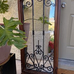 Rod Iron Mirror With Wood