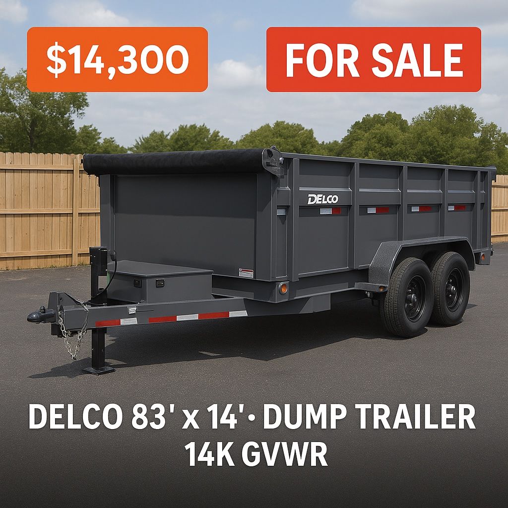 👉 2025 Delco 83"x14' Dump Trailer – Heavy Duty 14K GVWR