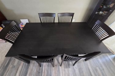 Black Wood Italian Dining Table Kitchen Table with 6 Chairs
