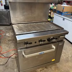 Used Atosa AGR-36G Commercial Natural Gas Griddle w/ Oven & Casters