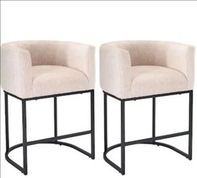 $99!! 🔥 Sweetcrispy 27" Luxury Counter Height Barrel Bar Stool | Fully Assembled | Set of 2
