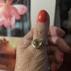 Beautiful Large Vintage Size 9 Lemon Citrine In Sterling Silver 