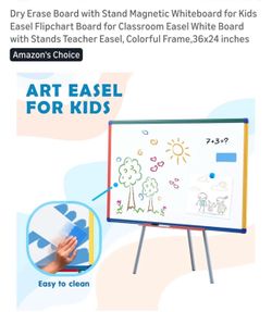 Dry Erase Board with Stand Magnetic Whiteboard for Kids Easel Flipchart Board for Classroom Easel White Board with Stands Teacher Easel, Colorful Fram