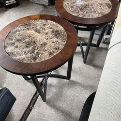 2 Matching Tables Circular End Side Tables