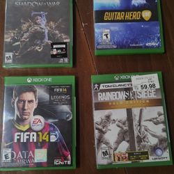 Xbox One 4-Game Bundle — Shadow of War, Rainbow Six Siege Gold, Guitar Hero & FIFA