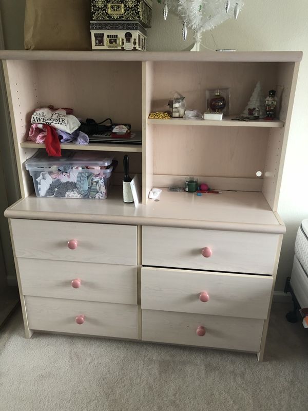 Child S Dresser Pink 6 Large Drawers Bookshelf Top For In Child S Dresser Pink 6 Large Drawers Bookshelf Top