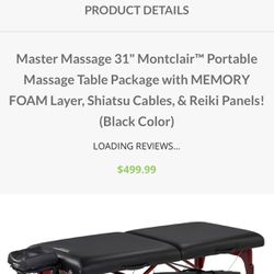 Master Massage 31" SANTANA™ Portable Massage Table Package with MEMORY FOAM Layer, Shiatsu Cables, & Reiki Panels! 