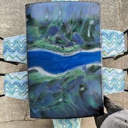 Epoxy Art Dining Table With 6 Chairs