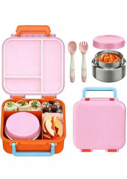 Kids Bento Lunch Box with Soup Thermo (9oz)– Hot & Cold Lunch Container with Leak Proof Insulated Food Jar for School Girls Boys, Ideal Size for Ages 