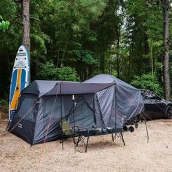 ACtent for Tesla Model 3&Y, Pop-Up SUV Tent w. Awning for Car Camping, Connects to Tesla Tailgate for Air-Conditioning, Sleeps 6 Adults, 10'x8.2' - Gr