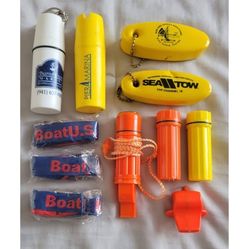 Floating Key Chain Fob Holders & Safety Whistles for Boat, Jetski