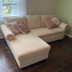 Small Sectional / Barrel Chair With Foot Ottoman 