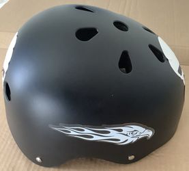 Brand New - Sports Helmet - Black Matte - Punisher Design - Removable Adjustable Liner $20.00