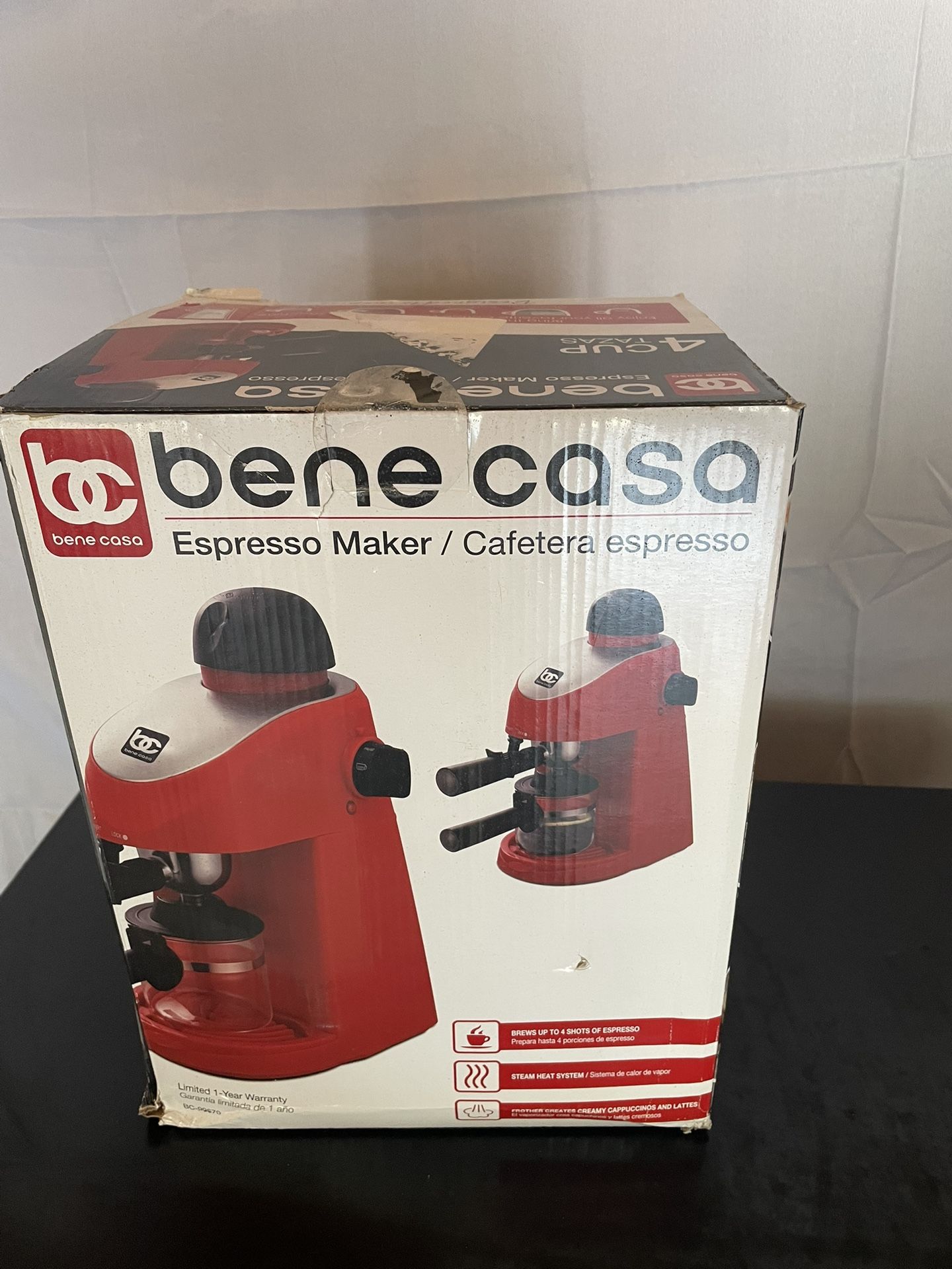 Bene Casa Red Steam Espresso Maker 4 Cup 99676