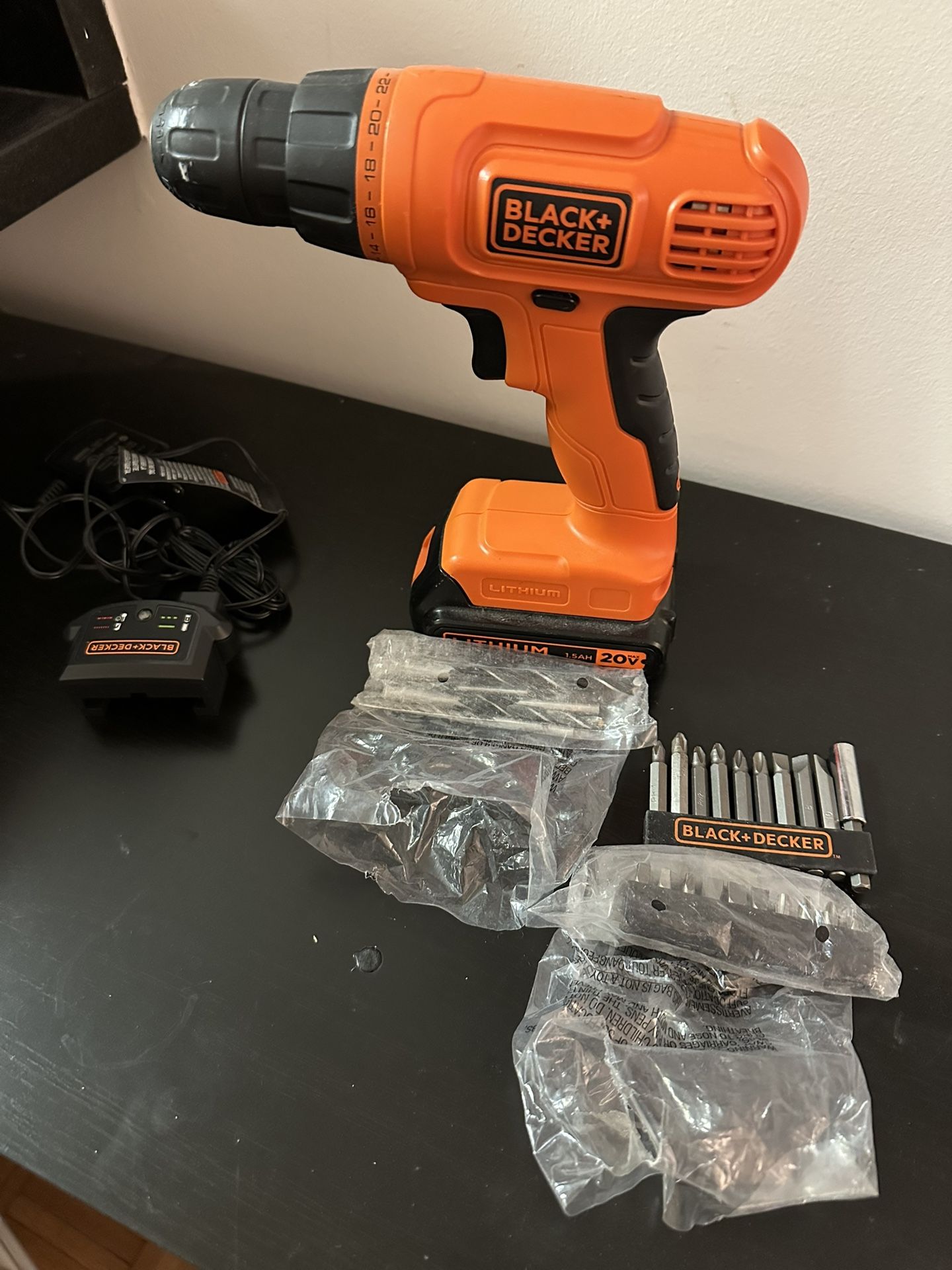 Black & Decker 20V Max Cordless Decker Drill w/ Bits & Accessories