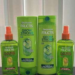 Garnier Fructis Grow Strong Shampoo, Conditioner, and Flat Iron Perfector SET