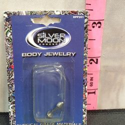 @CHV.  SILVER MOON BODY JEWELRY BELLY BUTTON NAVEL RING SPEAR HEAD STYLE DOUBLE END 