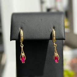 Jewelry 14k yellow gold pink sapphire natural diamond 0.45 drop earrings