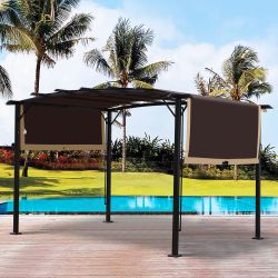 Universal Canopy Cover Replacement for 12x9 Ft Curved Outdoor Pergola Structure-Brown