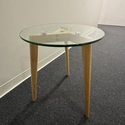 Glass And Wood Side Table 